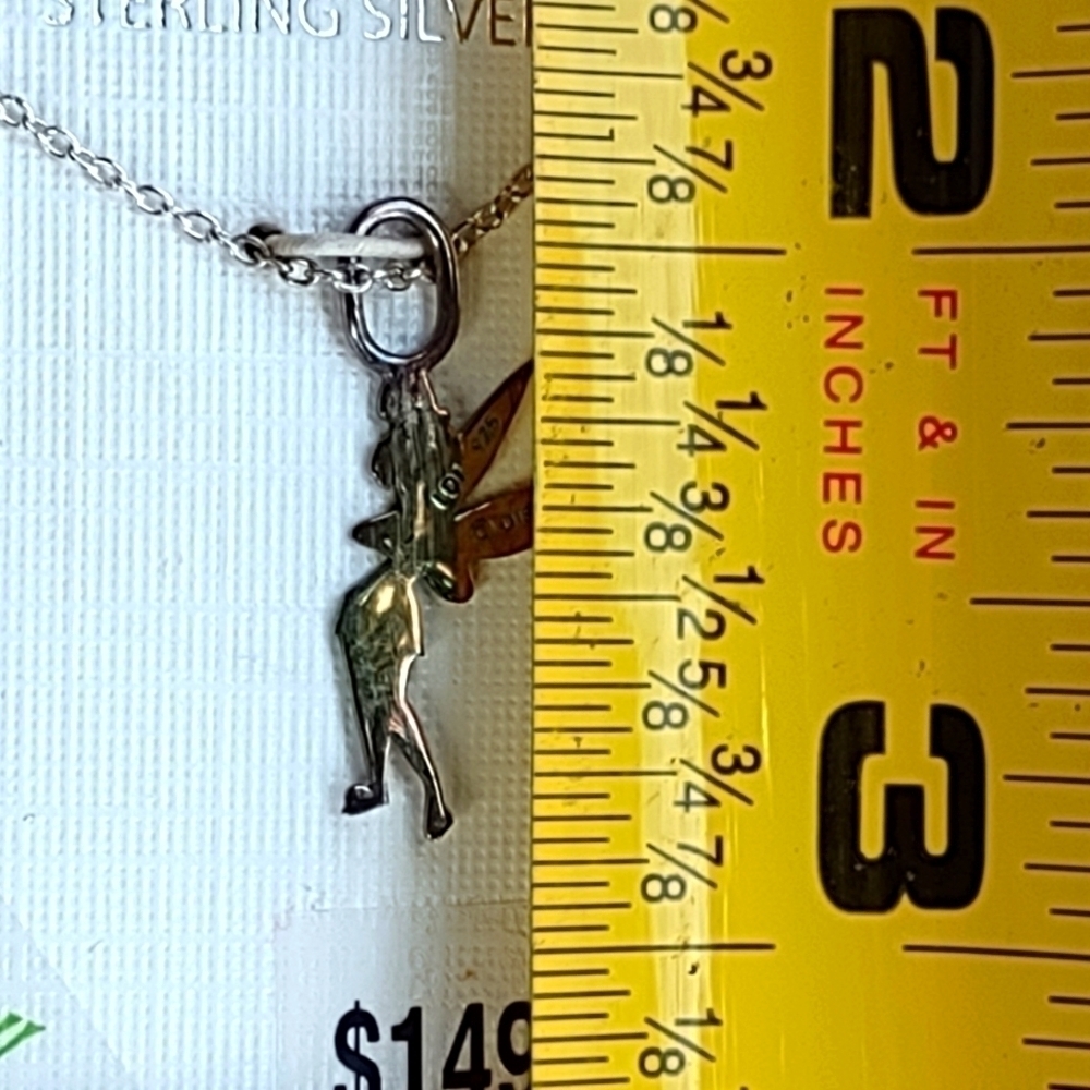Disney Sterling Silver Disney Fairies TinkerBell Necklace/Pendant Vintage NWT - Picture 5 of 8